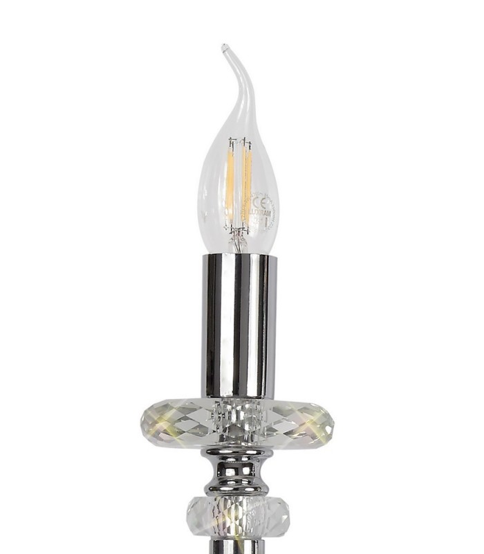 Wall Lamp, 2 Candle Light E14, Polished Chrome, Clear Glass, Crystal - 5