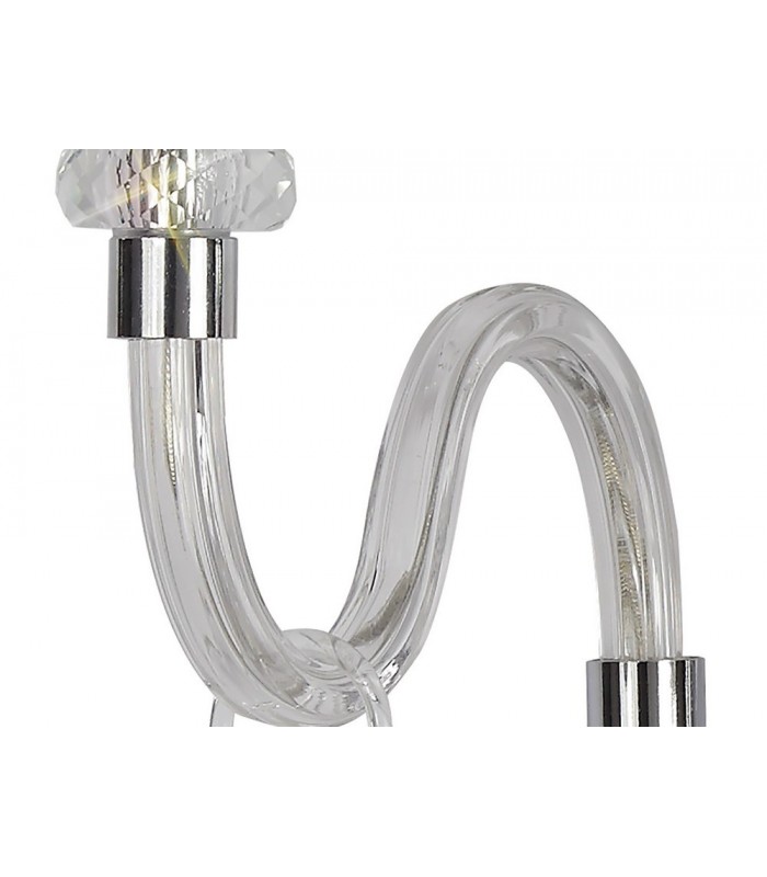 Wall Lamp, 2 Candle Light E14, Polished Chrome, Clear Glass, Crystal - 6