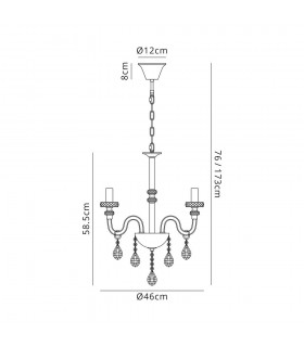 Chandelier Ceiling Pendant, 4 Light E14, Polished Chrome, Clear Glass, Crystal - 2