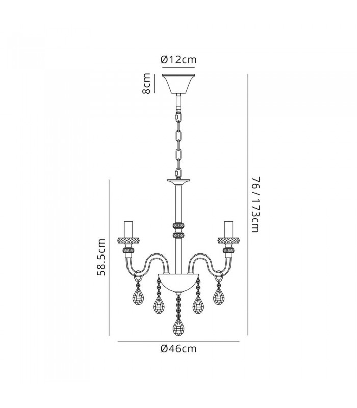 Chandelier Ceiling Pendant, 4 Light E14, Polished Chrome, Clear Glass, Crystal - 2