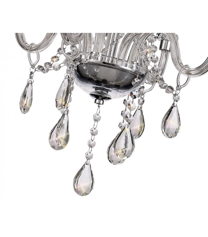 Chandelier Ceiling Pendant, 4 Light E14, Polished Chrome, Clear Glass, Crystal - 6