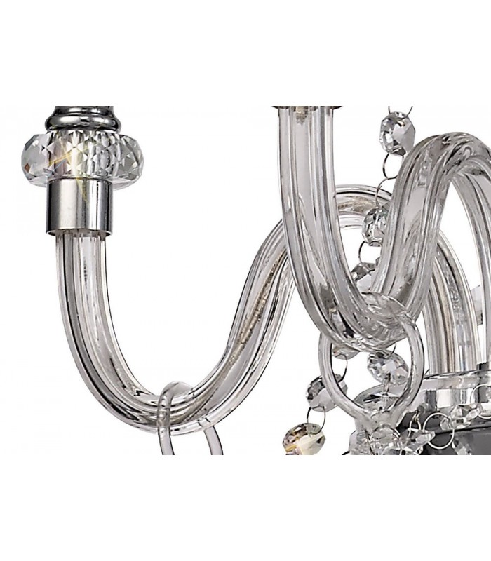 Chandelier Ceiling Pendant, 4 Light E14, Polished Chrome, Clear Glass, Crystal - 8