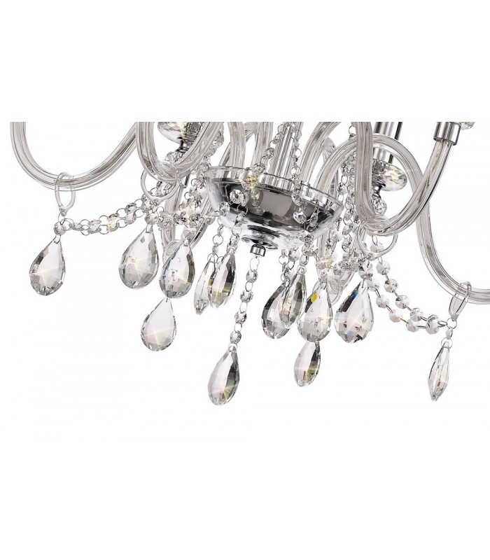 Chandelier Ceiling Pendant, 6 Light E14, Polished Chrome, Clear Glass, Crystal, (ITEM REQUIRES CONSTRUCTION, CONNECTION) - 6