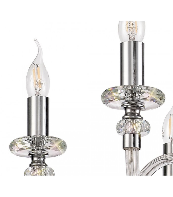 Chandelier Ceiling Pendant, 6 Light E14, Polished Chrome, Clear Glass, Crystal, (ITEM REQUIRES CONSTRUCTION, CONNECTION) - 8