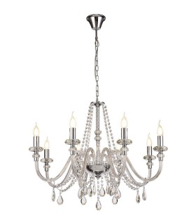 Chandelier Ceiling Pendant, 8 Light E14, Polished Chrome, Clear Glass, Crystal, (ITEM REQUIRES CONSTRUCTION, CONNECTION) - 1