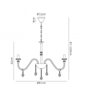 Chandelier Ceiling Pendant, 8 Light E14, Polished Chrome, Clear Glass, Crystal, (ITEM REQUIRES CONSTRUCTION, CONNECTION) - 2