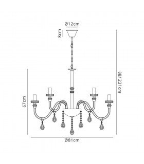 Chandelier Ceiling Pendant, 12 Light E14, Polished Chrome, Clear Glass, Crystal, (ITEM REQUIRES CONSTRUCTION, CONNECTION) - 2
