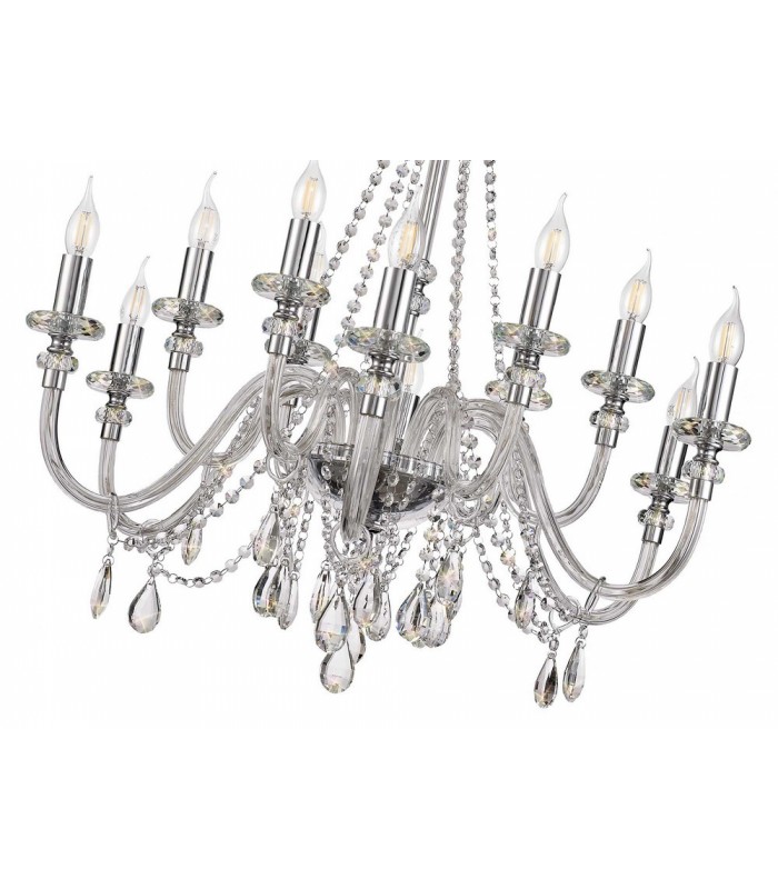 Chandelier Ceiling Pendant, 12 Light E14, Polished Chrome, Clear Glass, Crystal, (ITEM REQUIRES CONSTRUCTION, CONNECTION) - 5