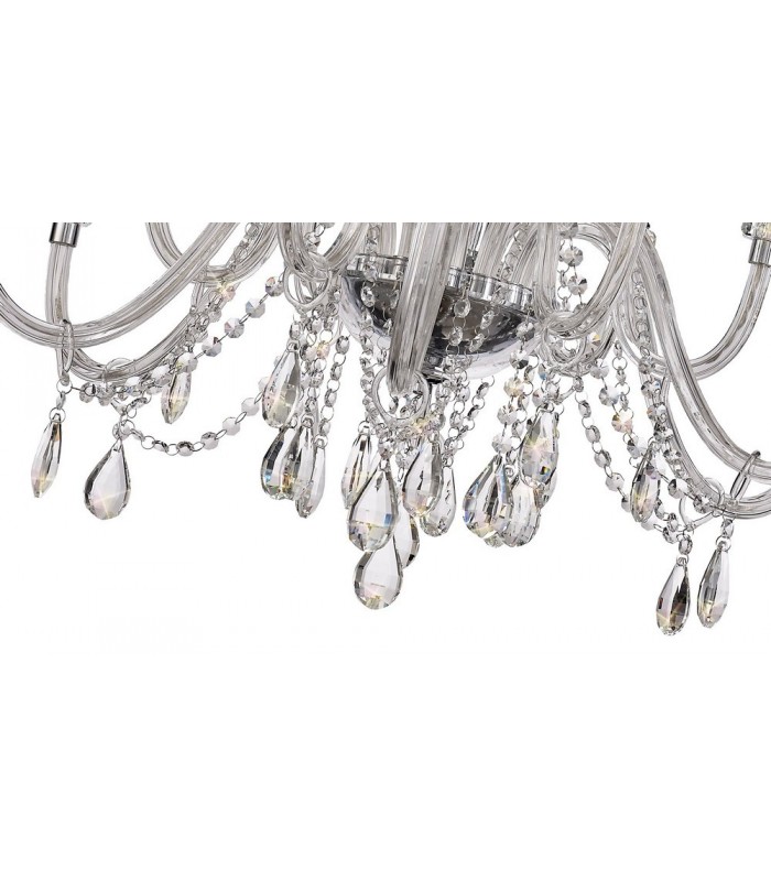 Chandelier Ceiling Pendant, 12 Light E14, Polished Chrome, Clear Glass, Crystal, (ITEM REQUIRES CONSTRUCTION, CONNECTION) - 6
