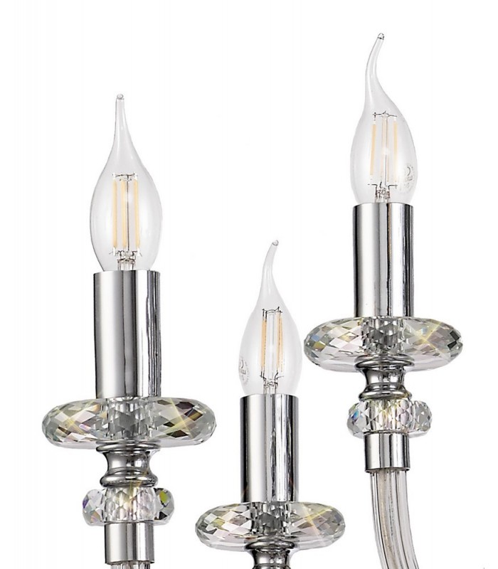 Chandelier Ceiling Pendant, 12 Light E14, Polished Chrome, Clear Glass, Crystal, (ITEM REQUIRES CONSTRUCTION, CONNECTION) - 8