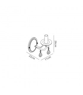 Wall Lamp 1 Candle Light E14, Polished Chrome, Satin Nickel, Clear Crystal - 2