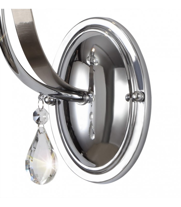 Wall Lamp 1 Candle Light E14, Polished Chrome, Satin Nickel, Clear Crystal - 4