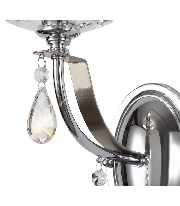 Wall Lamp 1 Candle Light E14, Polished Chrome, Satin Nickel, Clear Crystal - 5