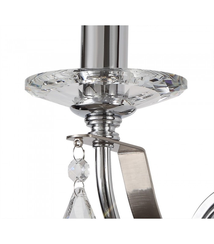 Wall Lamp 1 Candle Light E14, Polished Chrome, Satin Nickel, Clear Crystal - 6