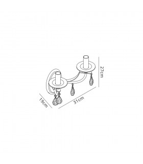 Wall Lamp 2 Candle Light E14, Polished Chrome, Satin Nickel, Clear Crystal - 2