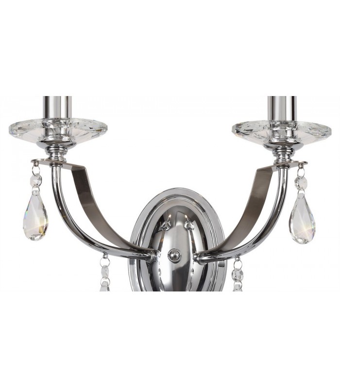 Wall Lamp 2 Candle Light E14, Polished Chrome, Satin Nickel, Clear Crystal - 5