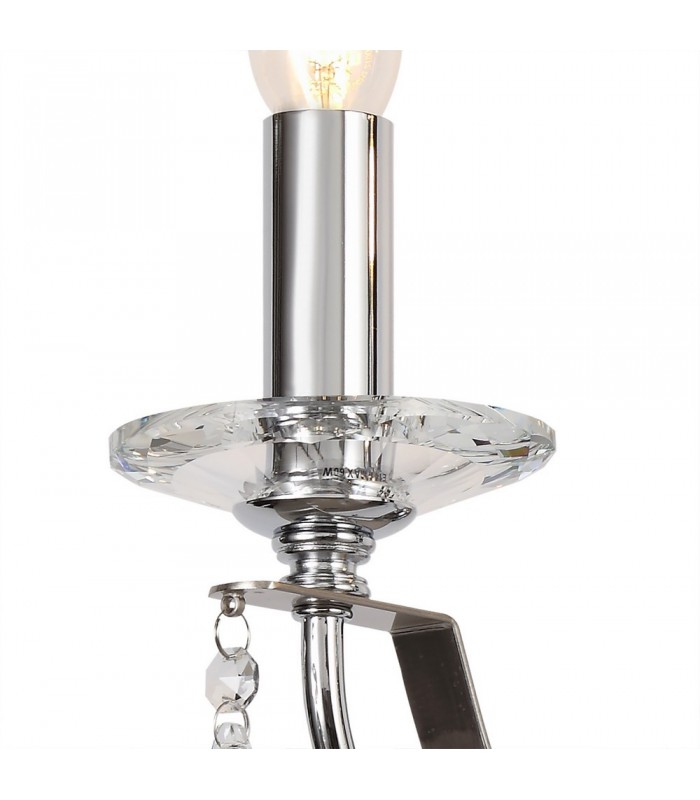 Wall Lamp 2 Candle Light E14, Polished Chrome, Satin Nickel, Clear Crystal - 6
