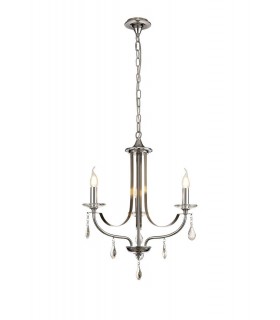 Ceiling Chandelier Pendant 3 Light E14 Polished Chrome, Satin Nickel, Clear Crystal - 1