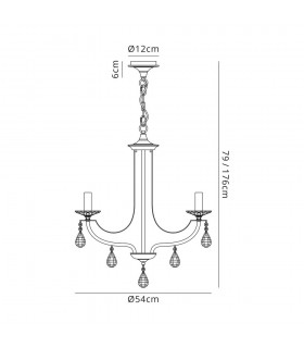 Ceiling Chandelier Pendant 3 Light E14 Polished Chrome, Satin Nickel, Clear Crystal - 2