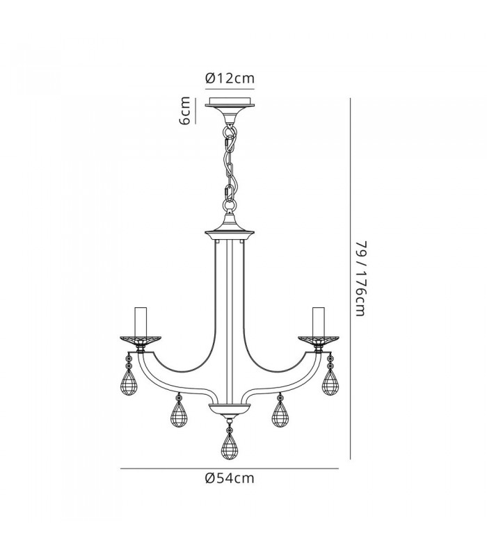 Ceiling Chandelier Pendant 3 Light E14 Polished Chrome, Satin Nickel, Clear Crystal - 2