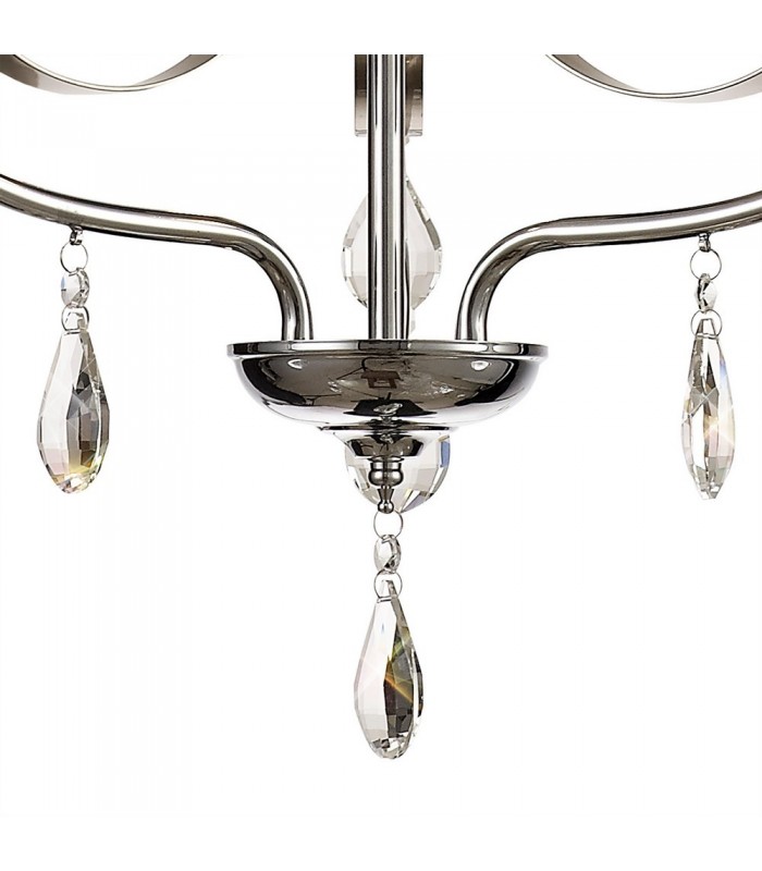 Ceiling Chandelier Pendant 3 Light E14 Polished Chrome, Satin Nickel, Clear Crystal - 8