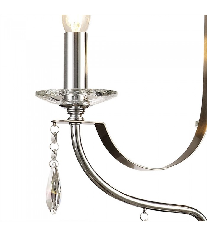 Ceiling Chandelier Pendant 3 Light E14 Polished Chrome, Satin Nickel, Clear Crystal - 9