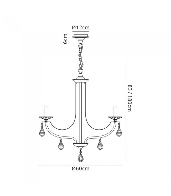 Ceiling Chandelier Pendant 5 Light E14, Polished Chrome & Satin Nickel, Clear Crystal - 2