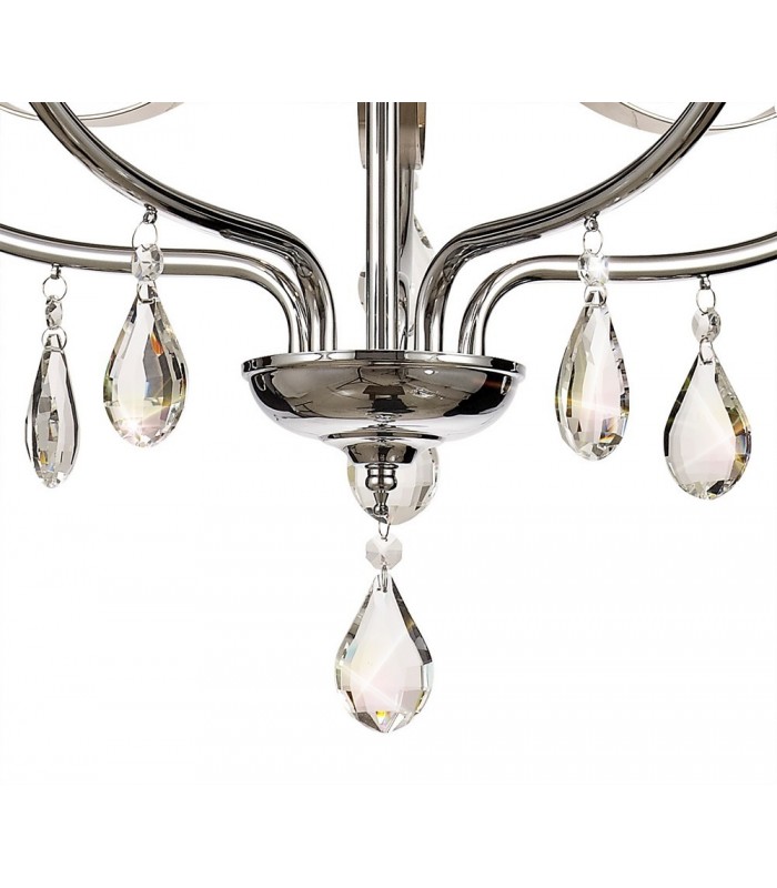 Ceiling Chandelier Pendant 5 Light E14, Polished Chrome & Satin Nickel, Clear Crystal - 7