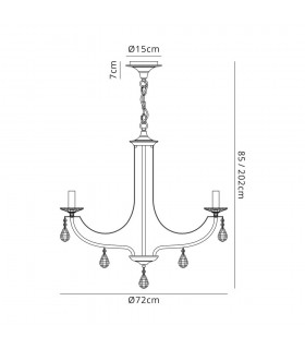 Ceiling Chandelier Pendant 8 Light E14 Polished Chrome, Satin Nickel, Clear Crystal - 2