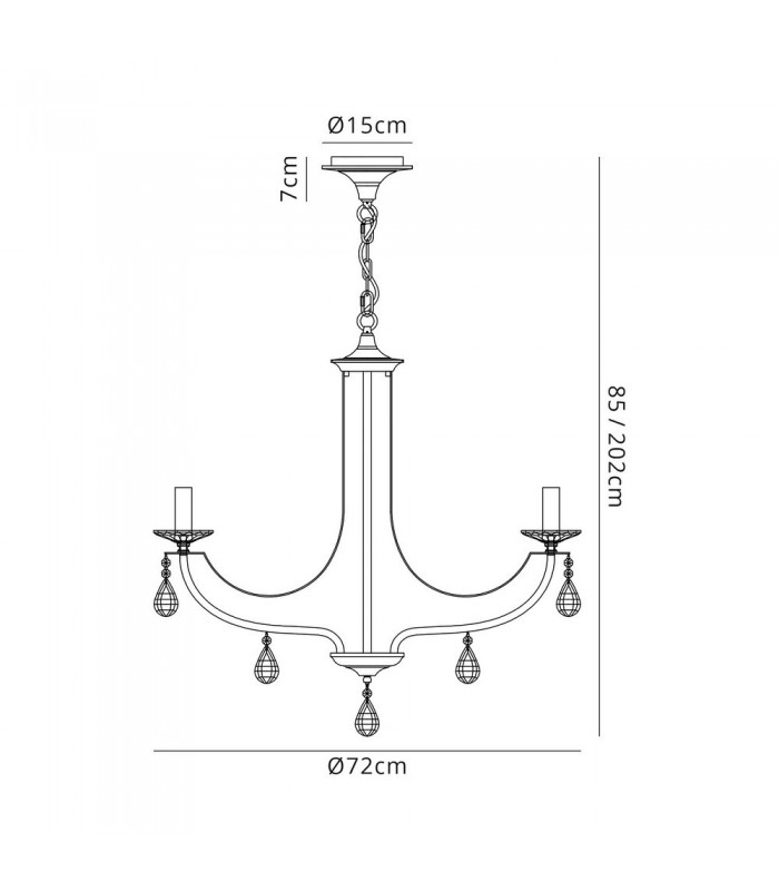 Ceiling Chandelier Pendant 8 Light E14 Polished Chrome, Satin Nickel, Clear Crystal - 2