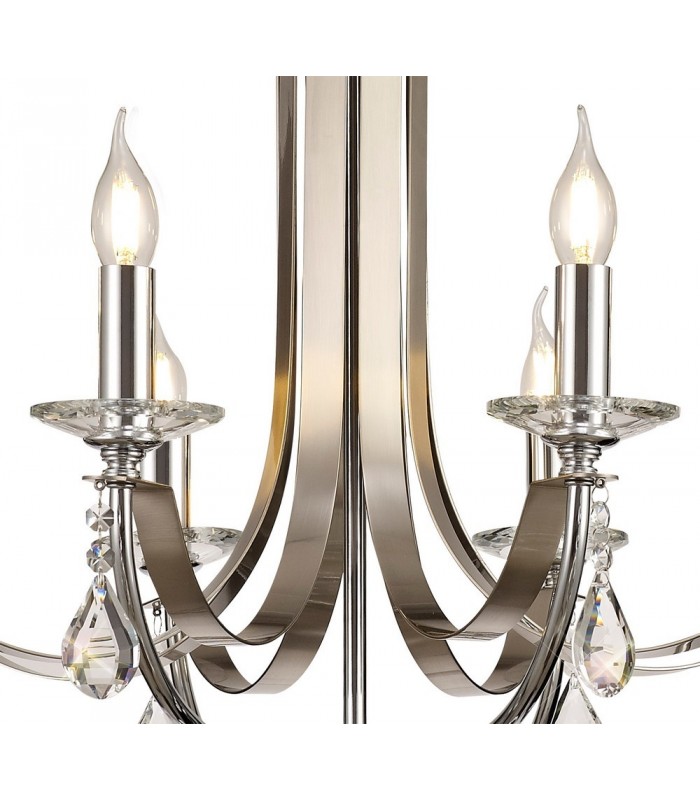 Ceiling Chandelier Pendant 8 Light E14 Polished Chrome, Satin Nickel, Clear Crystal - 6