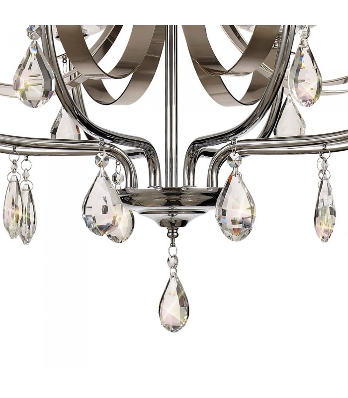 Ceiling Chandelier Pendant 8 Light E14 Polished Chrome, Satin Nickel, Clear Crystal - 8