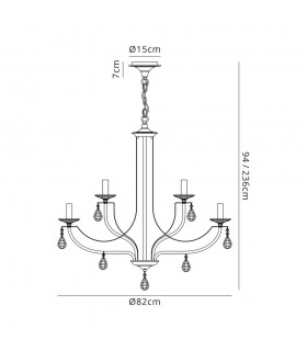 Ceiling Chandelier Pendant 12 Light E14 Polished Chrome, Satin Nickel, Clear Crystal - 2