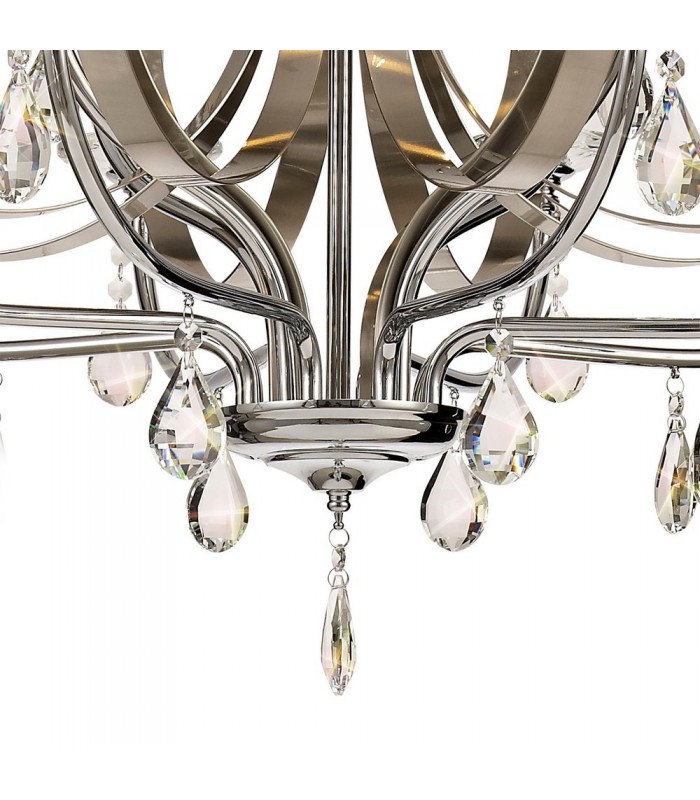 Ceiling Chandelier Pendant 12 Light E14 Polished Chrome, Satin Nickel, Clear Crystal - 8
