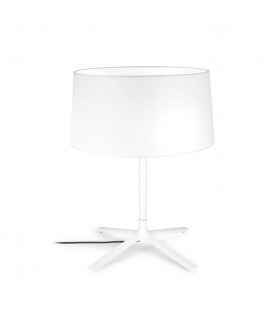 3 Light Table Lamp with White Fabric Shade, E27 - 1