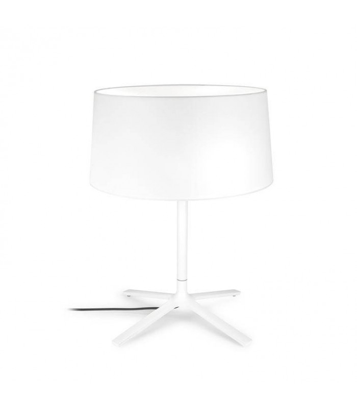 3 Light Table Lamp with White Fabric Shade, E27 - 1