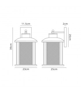 Extra Large Wall Lamp, 1 x E27, Antique Bronze, Clear Glass, IP54 - 2