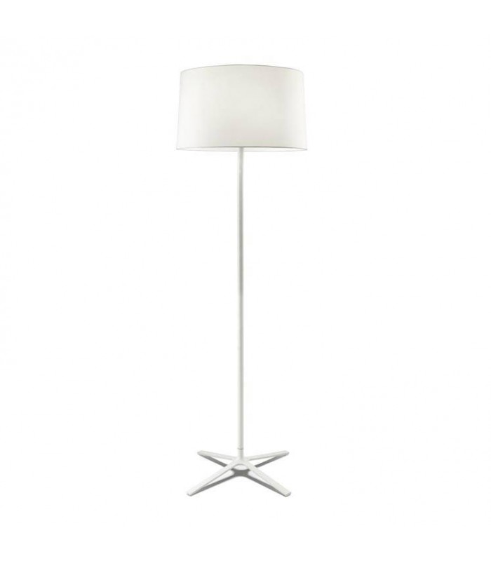 3 Light Floor Lamp with White Fabric Shade, E27 - 1