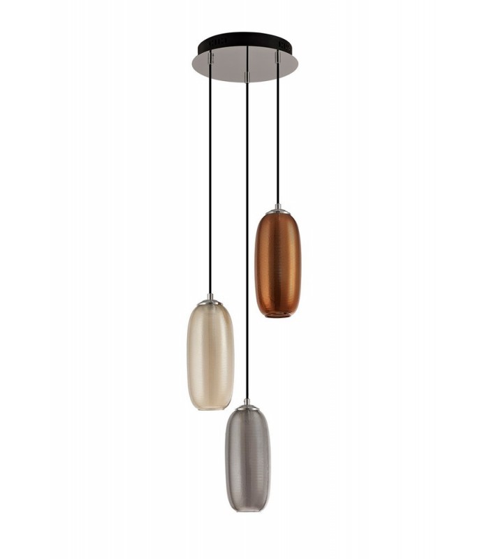 Multiple Ceiling Cluster Pendant, 3 x 8W LED, 4000K, 2160lm, Smoked, Copper & Champagne, Black - 3