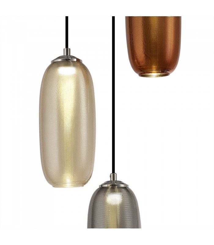 Multiple Ceiling Cluster Pendant, 3 x 8W LED, 4000K, 2160lm, Smoked, Copper & Champagne, Black - 6