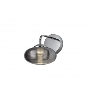 Wall Light Switched, 1 x 8W LED, 4000K, Smoked, Polished Chrome - 1