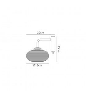 Wall Light Switched, 1 x 8W LED, 4000K, Smoked, Polished Chrome - 2