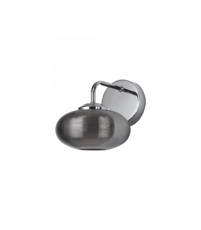 Wall Light Switched, 1 x 8W LED, 4000K, Smoked, Polished Chrome - 3