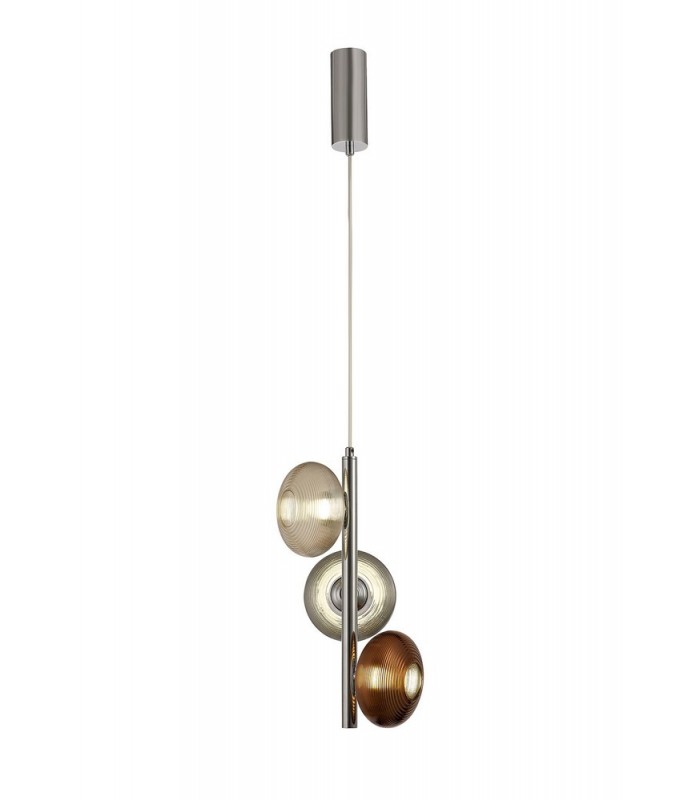 Multiple Ceiling Pendant, 3 x 8W LED, 4000K, Smoked, Copper & Champagne, Polished Chrome - 1