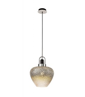 Ceiling Dome Pendant, 1 x E27, Black Smoke & Clear, Polished Chrome - 1