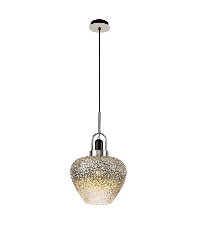 Ceiling Dome Pendant, 1 x E27, Black Smoke & Clear, Polished Chrome - 1