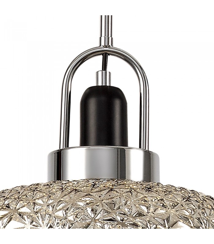 Ceiling Dome Pendant, 1 x E27, Black Smoke & Clear, Polished Chrome - 5
