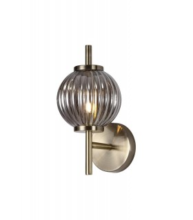 Wall Lamp, 1 x G9, Antique Brass, Smoked Glass - 1