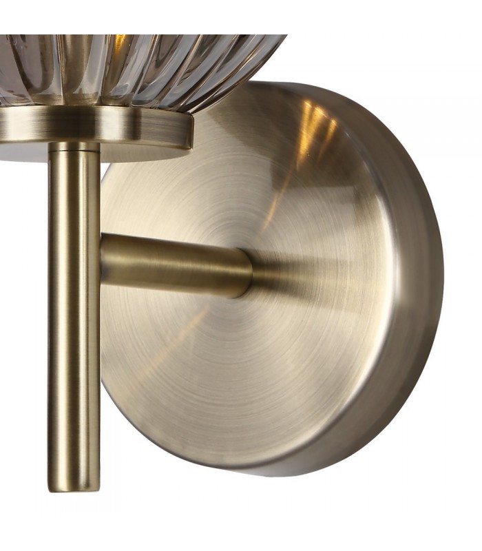 Wall Lamp, 1 x G9, Antique Brass, Smoked Glass - 6