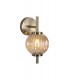 Wall Lamp, 1 x G9, Antique Brass, Amber Glass - 4
